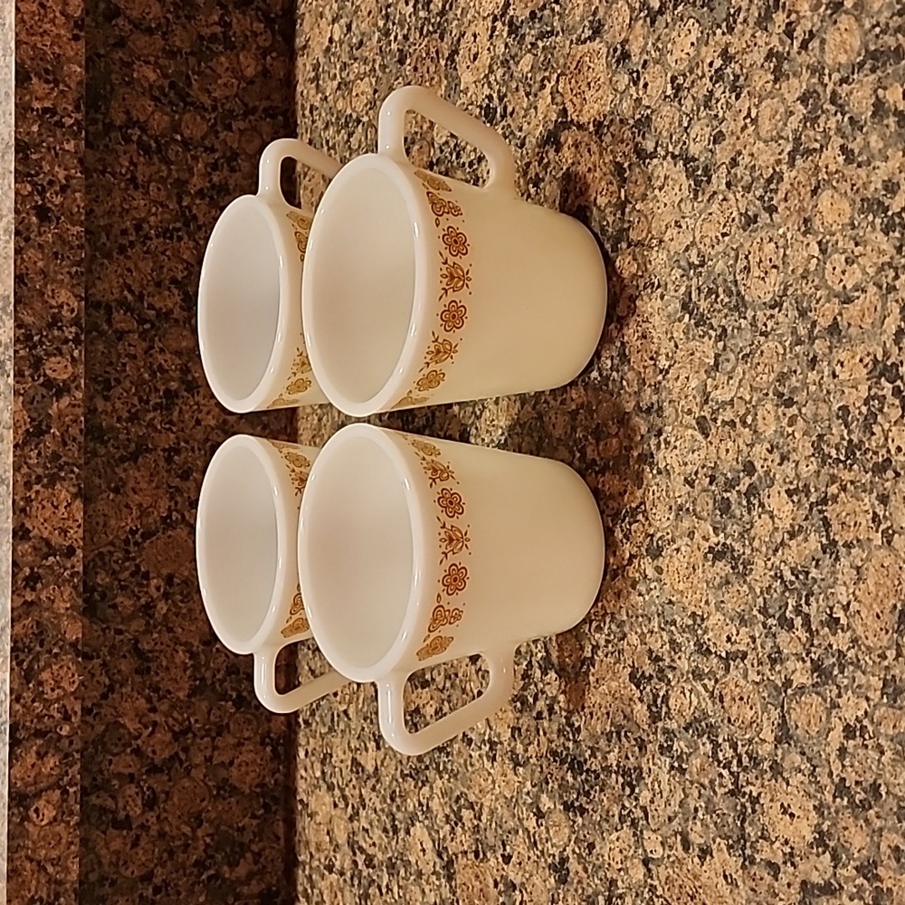 Vintage Pyrex Butterfly Gold Coffee Mugs, Set of 4